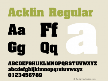 Acklin Regular W.S.I. Int'l v1.1 for GSP: 6/20/95图片样张