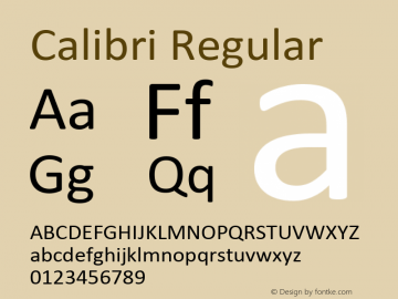 Calibri Version 5.75 Font Sample