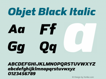 Objet-BlackItalic Version 1.001;PS 001.001;hotconv 1.0.88;makeotf.lib2.5.64775 Font Sample