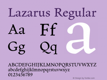 Lazarus Regular Version 1.000;PS 001.000;hotconv 1.0.88;makeotf.lib2.5.64775 Font Sample