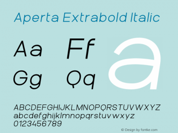 ApertaExtraboldItalic Version 1.000;PS 001.000;hotconv 1.0.70;makeotf.lib2.5.58329 Font Sample