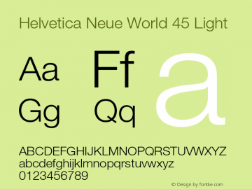 Helvetica Neue World 45 Lt Version 1.00, build 15, gNone, s3图片样张
