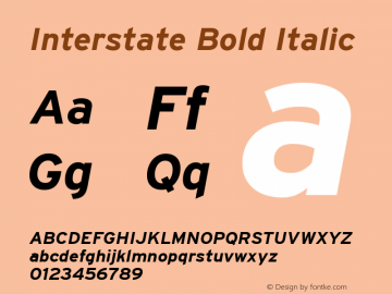 Interstate Bold Italic Version 001.000 Font Sample