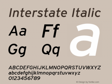 Interstate Italic Version 001.000 Font Sample