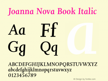 Joanna Nova Book Italic Version 1.00图片样张