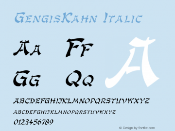 GengisKahn Italic Rev 002.000 Font Sample