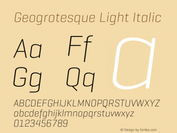 Geogrotesque-LightItalic Version 1.000;PS 001.001;hotconv 1.0.56 Font Sample