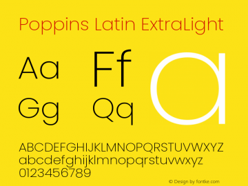 Poppins Latin ExtraLight 5.001b15 Font Sample