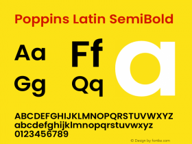 Poppins Latin SemiBold 5.001b15 Font Sample