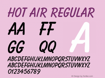 Hot Air Regular Rev. 002.001 Font Sample