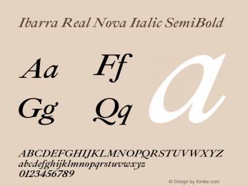 Ibarra Real Nova Italic SemiBold Version 1.014;PS 001.014;hotconv 1.0.88;makeotf.lib2.5.64775 Font Sample