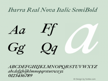 Ibarra Real Nova Italic SemiBold Version 1.014 Font Sample