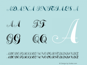 Adana Initials A Version 2.001;July 30, 2018;FontCreator 11.5.0.2427 64-bit图片样张