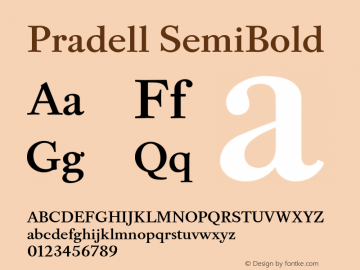 Pradell-SemiBold Version 1.000 Font Sample
