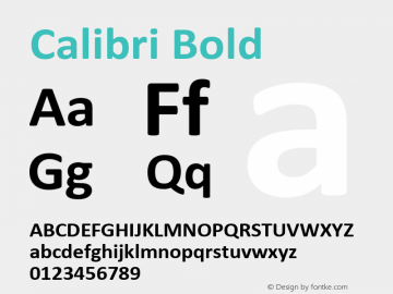 Calibri Bold Version 5.75 Font Sample