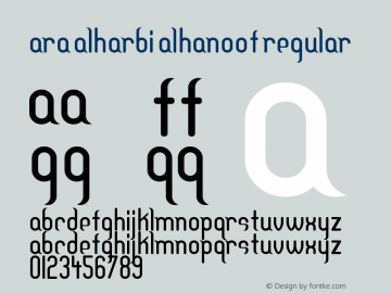 Ara Alharbi Alhanoof Version 1.00 August 7, 2012, initial release Font Sample