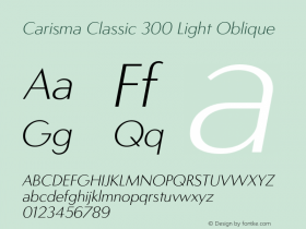 CarismaClassic-300LightObl Version 1.005 | wf-rip DC20181105 Font Sample