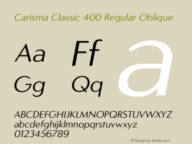 CarismaClassic-400RegularObl Version 1.005 | wf-rip DC20181105 Font Sample