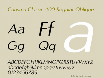 CarismaClassic-400RegularObl Version 1.005 | wf-rip DC20181105 Font Sample