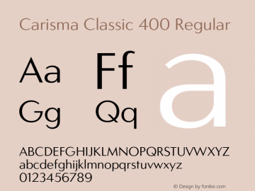 CarismaClassic-400Regular Version 2.005 | wf-rip DC20181105 Font Sample
