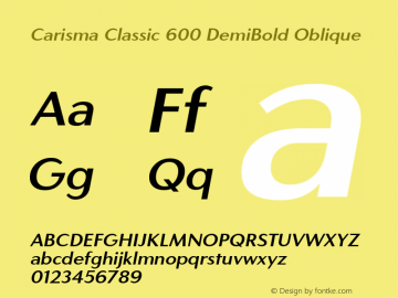 CarismaClassic-600DemiBoldObl Version 1.005 | wf-rip DC20181105 Font Sample