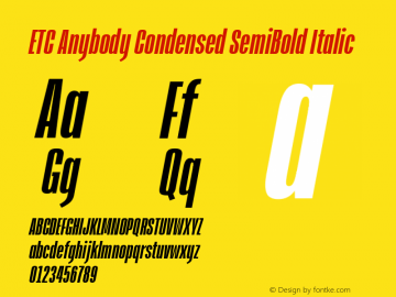 ETCAnybody-CondensedSemiBoldIt Version 1.51 | wf-rip DC20181025图片样张