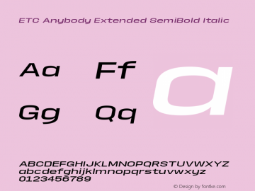 ETCAnybody-ExtendedSemiBoldIt Version 1.51 | wf-rip DC20181025图片样张