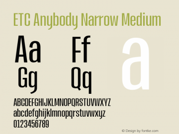 ETCAnybody-NarrowMedium Version 1.51 | wf-rip DC20181025 Font Sample