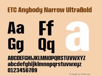 ETCAnybody-NarrowUltraBold Version 1.51 | wf-rip DC20181025 Font Sample