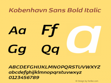 KobenhavnSans-BoldItalic Version 1.000 | wf-rip DC20190330 Font Sample