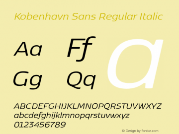 KobenhavnSans-RegularItalic Version 2.000 | wf-rip DC20190330 Font Sample