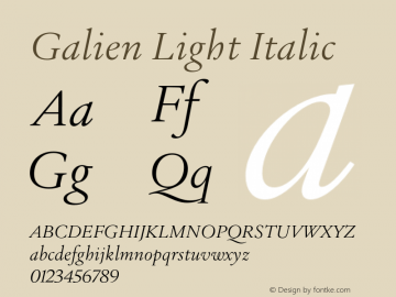 Galien Light Italic Version 1.0 Font Sample