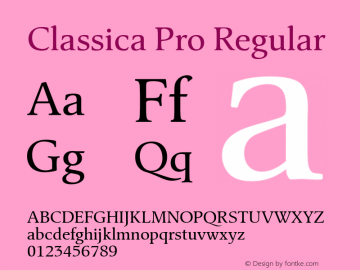Classica Pro Version 3.00 Font Sample