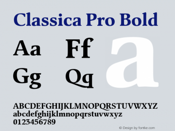 Classica Pro Bold Version 3.00 Font Sample