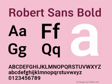 Robert Sans Bold Version 12.135;April 2, 2019;FontCreator 11.5.0.2425 64-bit; ttfautohint (v1.6)图片样张