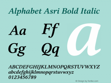 AlphabetAsri-BoldItalic Version 1.001 | wf-rip DC20190330图片样张