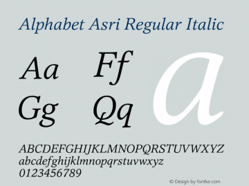 AlphabetAsri-Italic Version 1.001 | wf-rip DC20190330图片样张