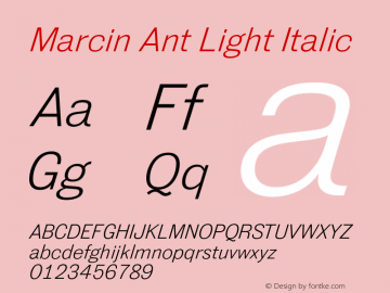 MarcinAnt-LightItalic Version 2.000 | wf-rip DC20170105 Font Sample