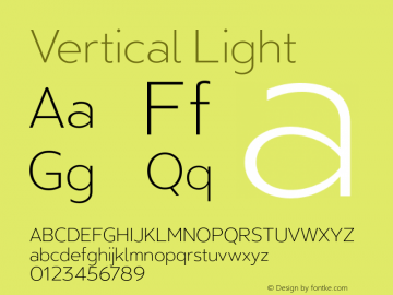 Vertical-Light Version 1.00 2018 Font Sample