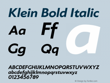 Klein-BoldItalic Version 1.102;hotconv 1.0.109;makeotfexe 2.5.65596图片样张