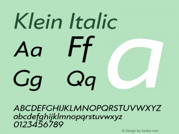 Klein-Italic Version 1.102;hotconv 1.0.109;makeotfexe 2.5.65596图片样张