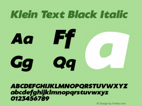 KleinText-BlackItalic Version 1.102;hotconv 1.0.109;makeotfexe 2.5.65596图片样张