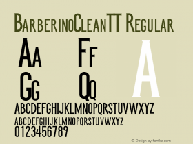 BarberinoCleanTT Regular Version 1.00 2014 Font Sample