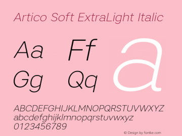 ArticoSoft-ExtraLightItalic Version 1.000 Font Sample