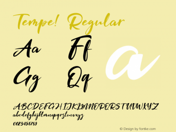 Tempe! Version 1.000 Font Sample