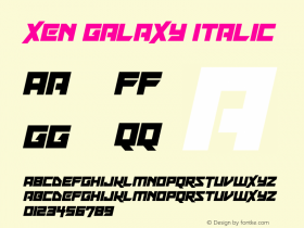 Xen Galaxy Italic Version 1.00 April 9, 2019, initial release Font Sample
