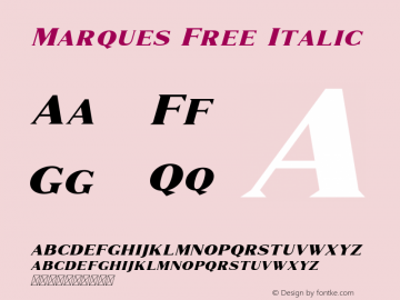 MarquesFree-Italic 1.000 Font Sample