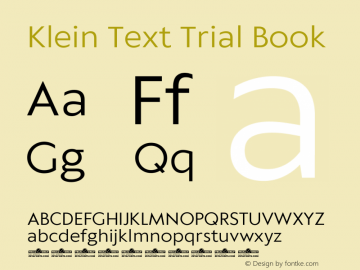 Klein Text Trial Book Version 1.102 Font Sample