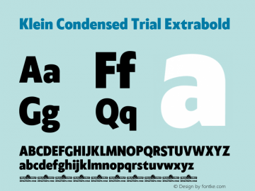 Klein Condensed Trial Extrabold Version 1.102 Font Sample