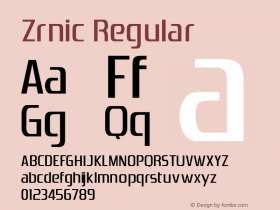Zrnic Regular Version 2.000 2004 Font Sample